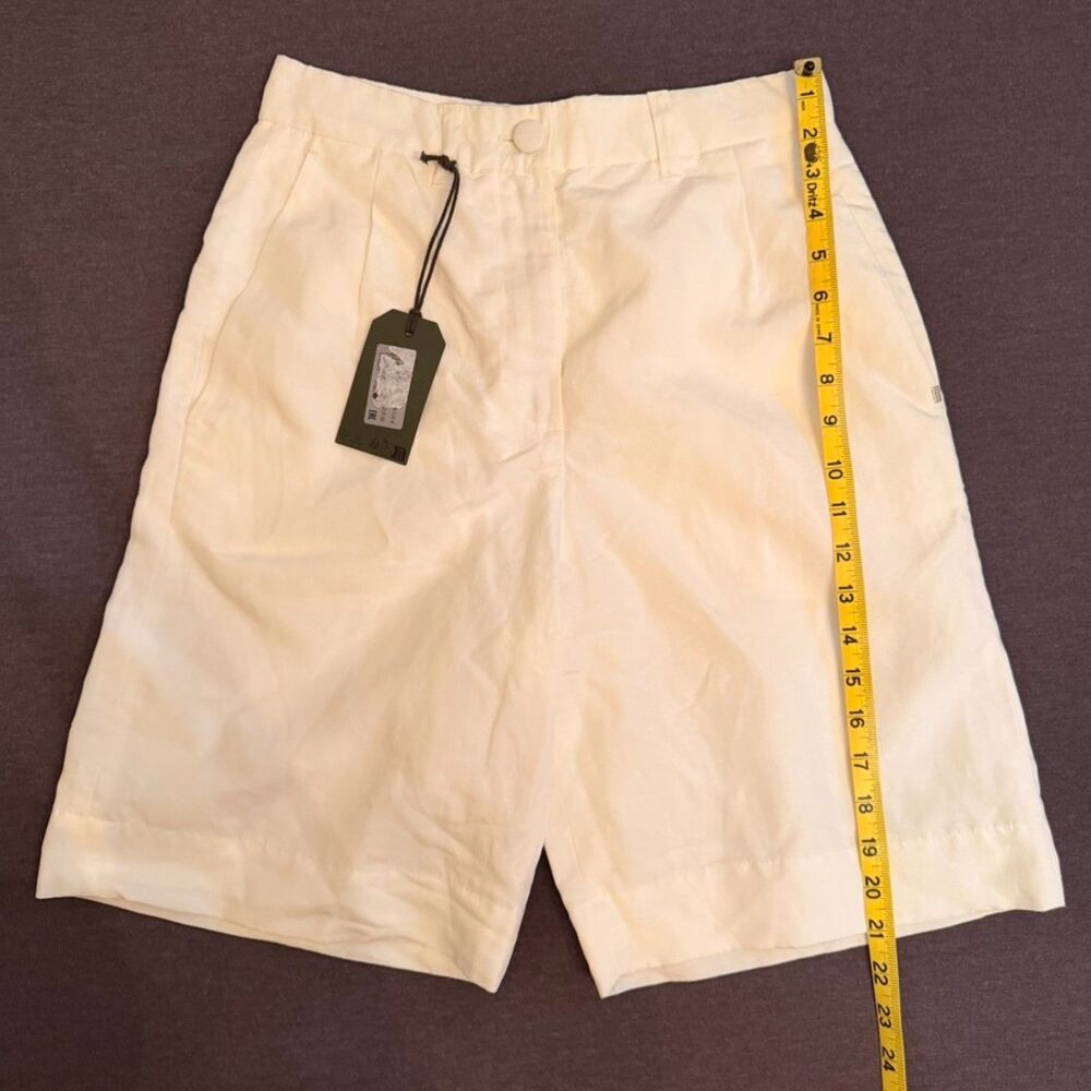 NWT AllSaints Petra Linen Blend Bermuda Shorts Ivory Cream size us 4/UK8 - Picture 11 of 15